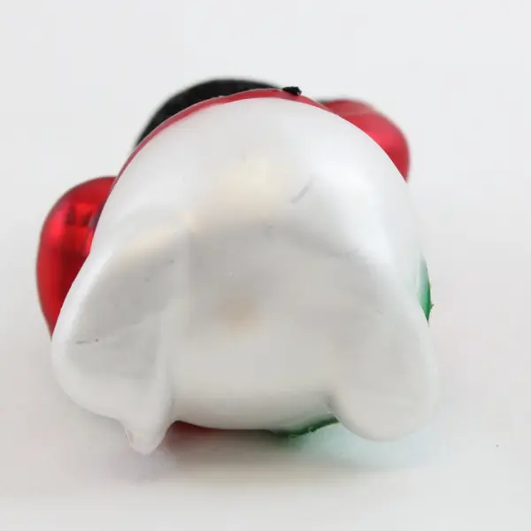 VTG Hand Painted Glass Snowman Ornament Green Scarf Black Hat W/Glitter 3.5" 