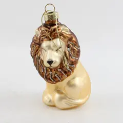 Northlight Sitting Lion Glass Ornament Gold Brown Glitter Mane Closed Eyes 4.25"