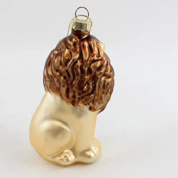 Northlight Sitting Lion Glass Ornament Gold Brown Glitter Mane Closed Eyes 4.25"