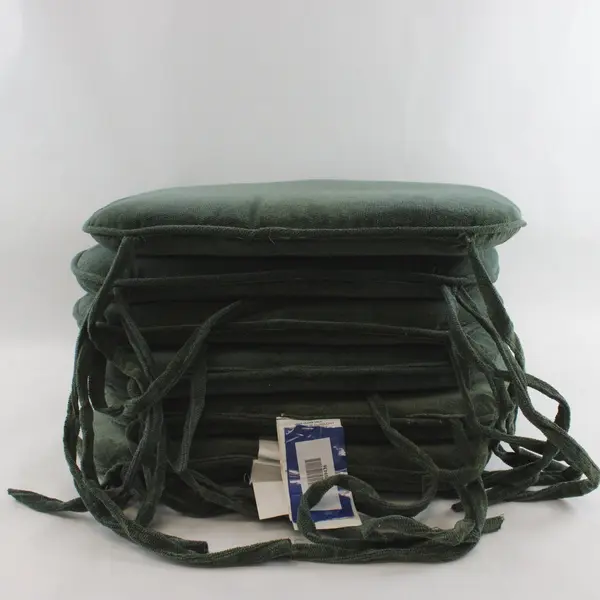 Lot of 6 Unbranded Green Tie-On Chair Cushions Seat Pads 16x16