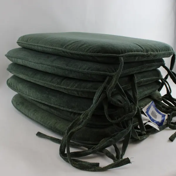 Lot of 6 Unbranded Green Tie-On Chair Cushions Seat Pads 16x16