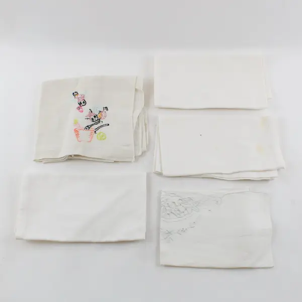 Lot of 23 VTG White Off-White Table Linens DIY Crafting Upcycling FLAWED