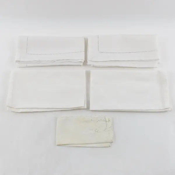 Lot of 23 VTG White Off-White Table Linens DIY Crafting Upcycling FLAWED