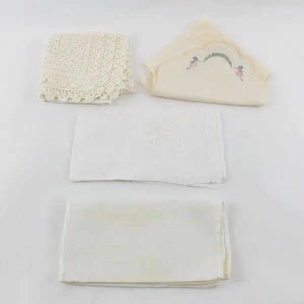 Lot of 23 VTG White Off-White Table Linens DIY Crafting Upcycling FLAWED