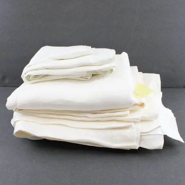 Lot of 4 White Embroidered and Damask Rectangular Tablecloths FLAWED