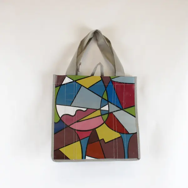 Set of 3 Earthwise Geometric Reusable Multicolor Wine Tote Bags