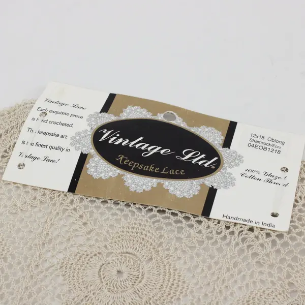 Vintage LTD. Keepsake Lace Oblong Ecru Doily 12x18 NEW