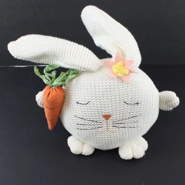 Crocheted Bunny Rabbit Amigurumi Plush White with Carrot