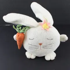 Crocheted Bunny Rabbit Amigurumi Plush White with Carrot