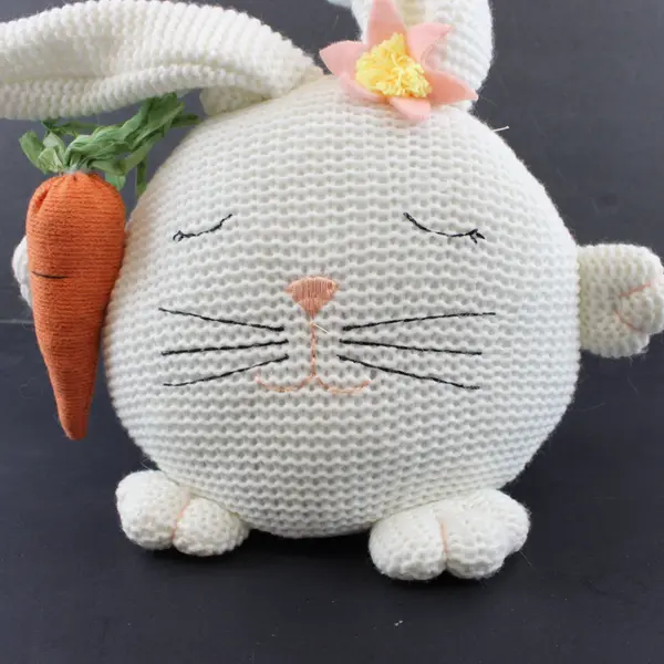 Crocheted Bunny Rabbit Amigurumi Plush White with Carrot