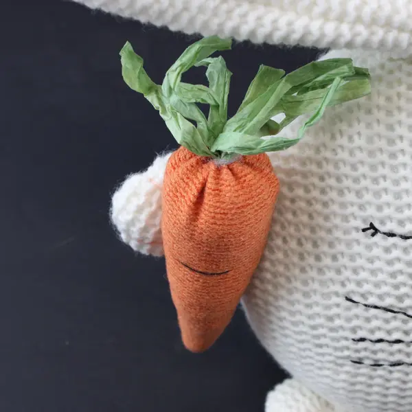 Crocheted Bunny Rabbit Amigurumi Plush White with Carrot