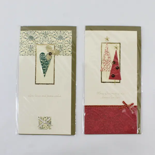 Lot of 7 Ling Design Hand-Decorated Christmas Greeting Cards NEW