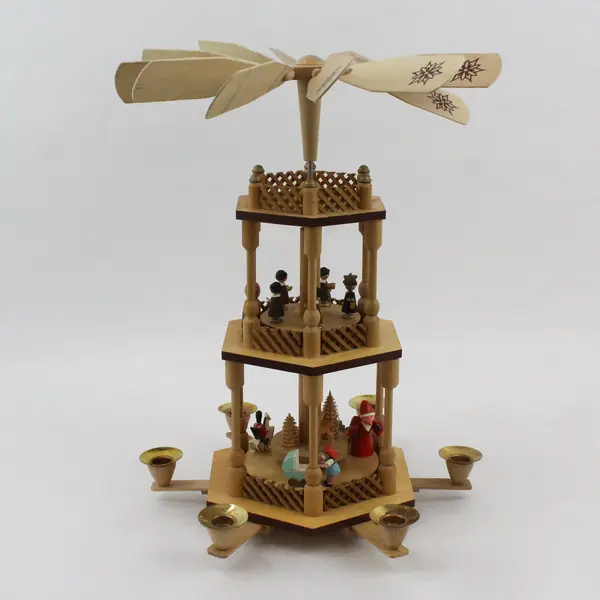 Vintage Erzgebirge German 3-Tier Christmas Candle Pyramid Carousel