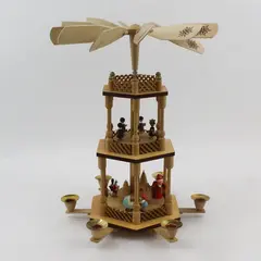 Vintage Erzgebirge German 3-Tier Christmas Candle Pyramid Carousel