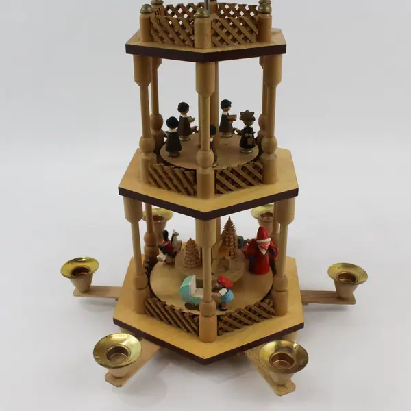 Vintage Erzgebirge German 3-Tier Christmas Candle Pyramid Carousel