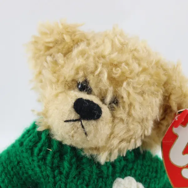 Vintage TY Blarney Bear 8in Jointed Plush Green Sweater Shamrock Irish Retired