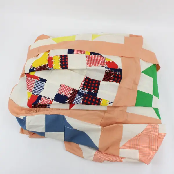 Vintage Handmade Patchwork Quilt for Crafting 74 x 92 Inches FLAWED