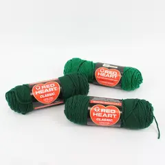 Lot of 3 Green Yarn Skeins Knitting Crochet Crafts Fiber Arts Red Heart