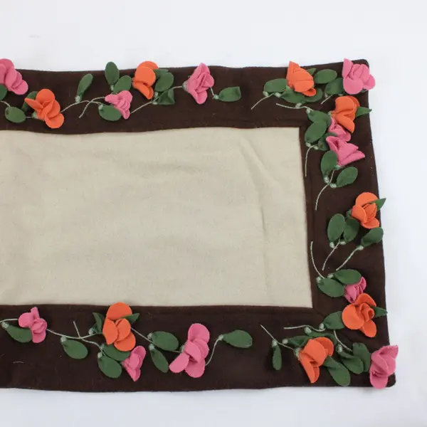 Pier 1 Jardinia Table Runner Brown 72x14 Floral 3D Flowers SKU 2087013
