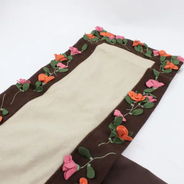 Pier 1 Jardinia Table Runner Brown 72x14 Floral 3D Flowers SKU 2087013