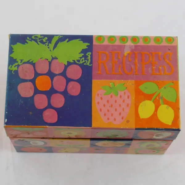 Hallmark 64141 Vintage Metal Fruit Pattern Recipe Card Box