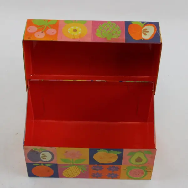 Hallmark 64141 Vintage Metal Fruit Pattern Recipe Card Box