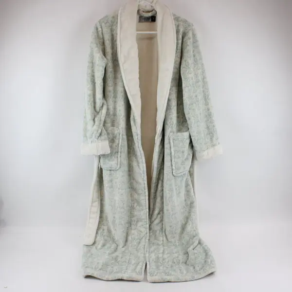 Alexander Del Rossa Women's Blue White Fuzzy Robe Size Small