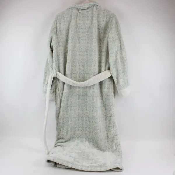 Alexander Del Rossa Women's Blue White Fuzzy Robe Size Small