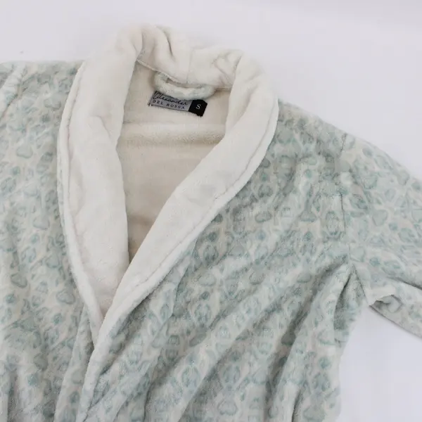 Alexander Del Rossa Women's Blue White Fuzzy Robe Size Small