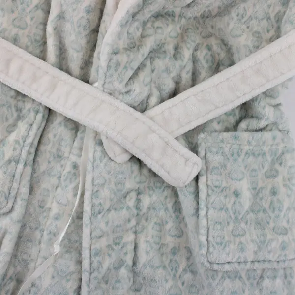 Alexander Del Rossa Women's Blue White Fuzzy Robe Size Small