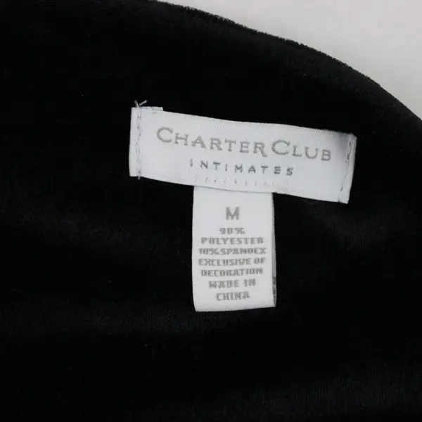 Charter Club Beaded Embroidered Black Half-Zip Nightgown Women's Medium