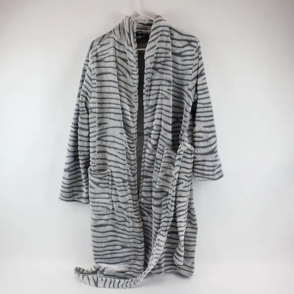 Soft & Cuddly Gray Tiger Striped Women's Robe S/M Lounge