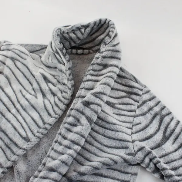 Soft & Cuddly Gray Tiger Striped Women's Robe S/M Lounge