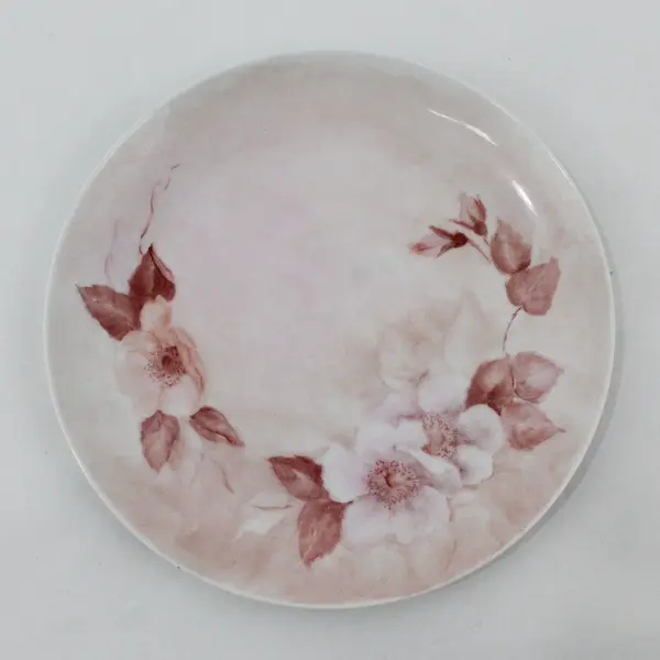 Vintage Hand Painted Wild Rose Salad Plate 8in Handwritten Jeannette Signature