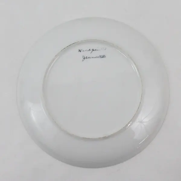 Vintage Hand Painted Wild Rose Salad Plate 8in Handwritten Jeannette Signature