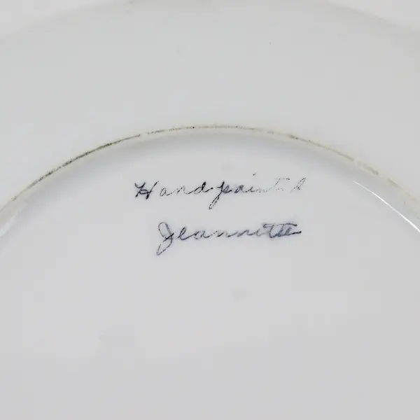 Vintage Hand Painted Wild Rose Salad Plate 8in Handwritten Jeannette Signature