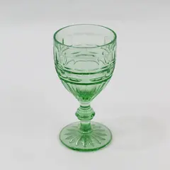Vintage Mid-Century Uranium Glass Footed Juice Glass 4.5 Inch