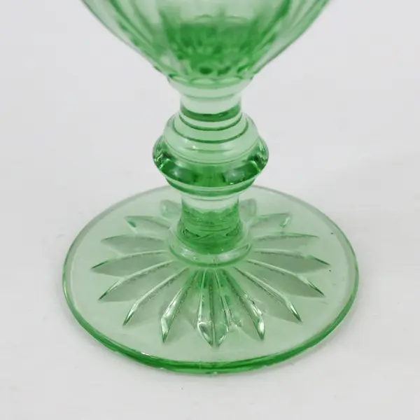 Vintage Mid-Century Uranium Glass Footed Juice Glass 4.5 Inch