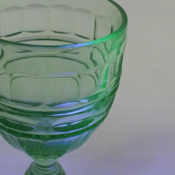 Vintage Mid-Century Uranium Glass Footed Juice Glass 4.5 Inch