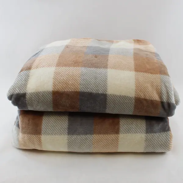Cuddle Duds Set of 2 Plush Faux Fur Throw Blankets Tan Gray White 50x68