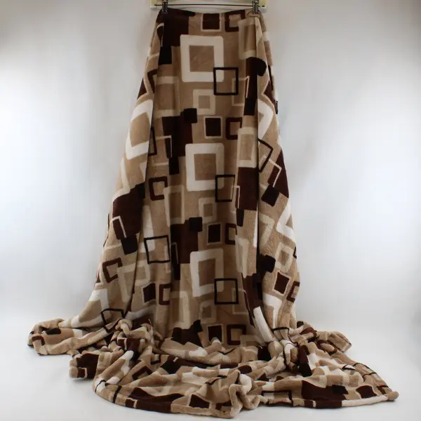 Berkshire Blanket Premium Quality Fuzzy Throw Geometric Brown Tan 33x30