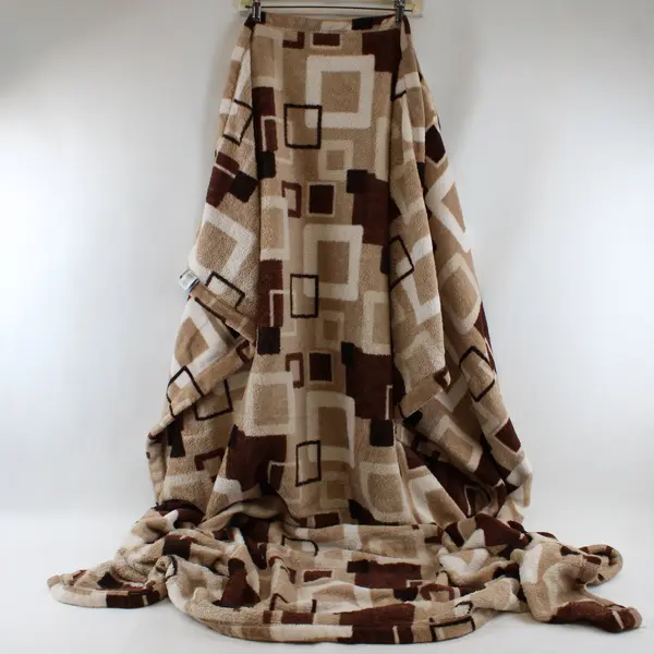 Berkshire Blanket Premium Quality Fuzzy Throw Geometric Brown Tan 33x30