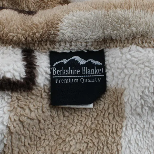 Berkshire Blanket Premium Quality Fuzzy Throw Geometric Brown Tan 33x30