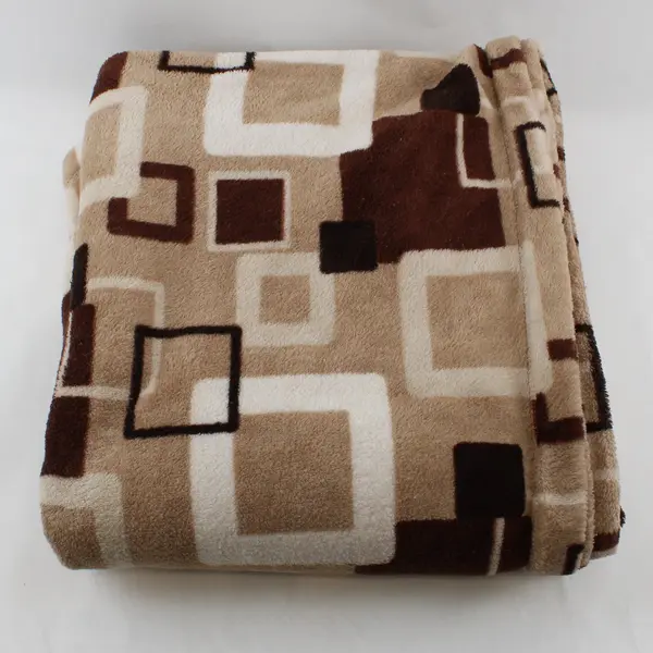 Berkshire Blanket Premium Quality Fuzzy Throw Geometric Brown Tan 33x30