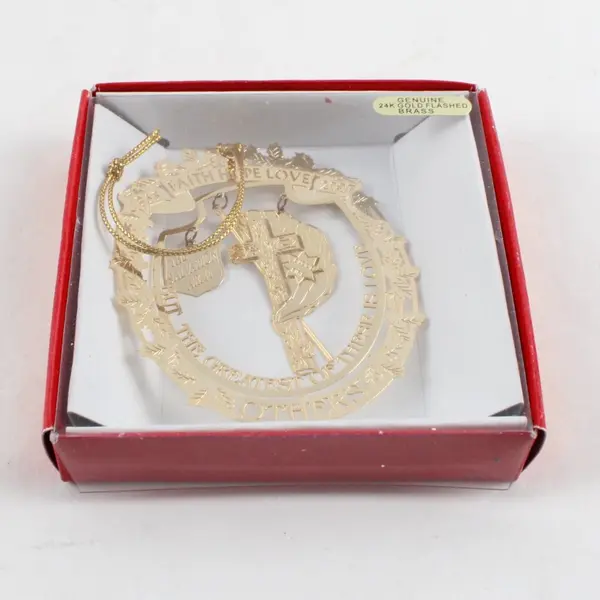 2007 Salvation Army Faith Hope Love Others Brass Ornament 24K Gold Flashed