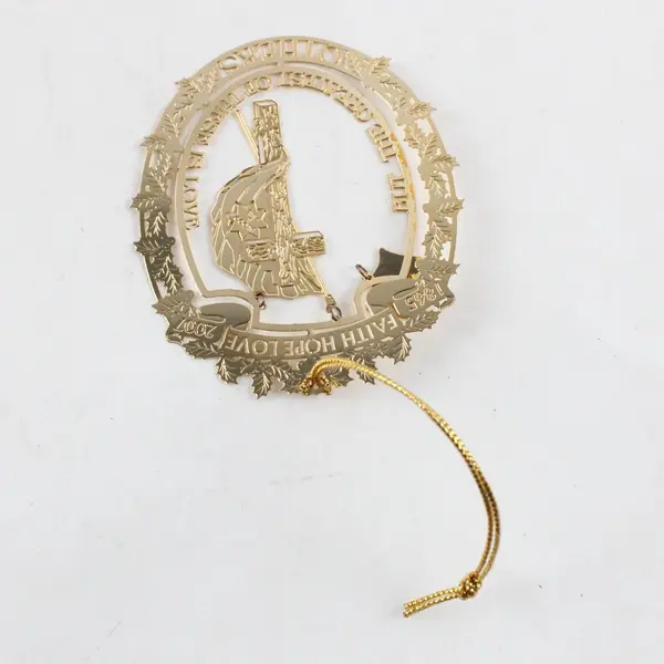 2007 Salvation Army Faith Hope Love Others Brass Ornament 24K Gold Flashed
