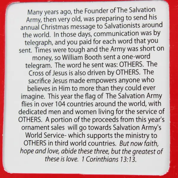 2007 Salvation Army Faith Hope Love Others Brass Ornament 24K Gold Flashed