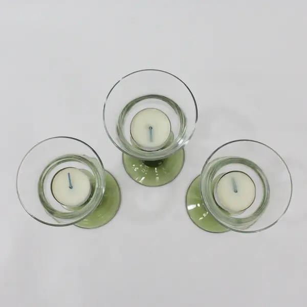 Set of 3 PartyLite Radiant Glow Stemmed Trio Olive Green Candle Holders