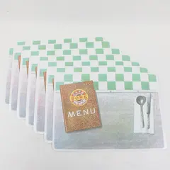 Set of 7 Cafe Bone Du Jour Plastic Placemats Menu Silverware Design
