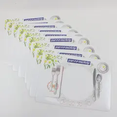 Set of 9 Purrr-Snickety Plastic Placemats Silverware Design 16x11